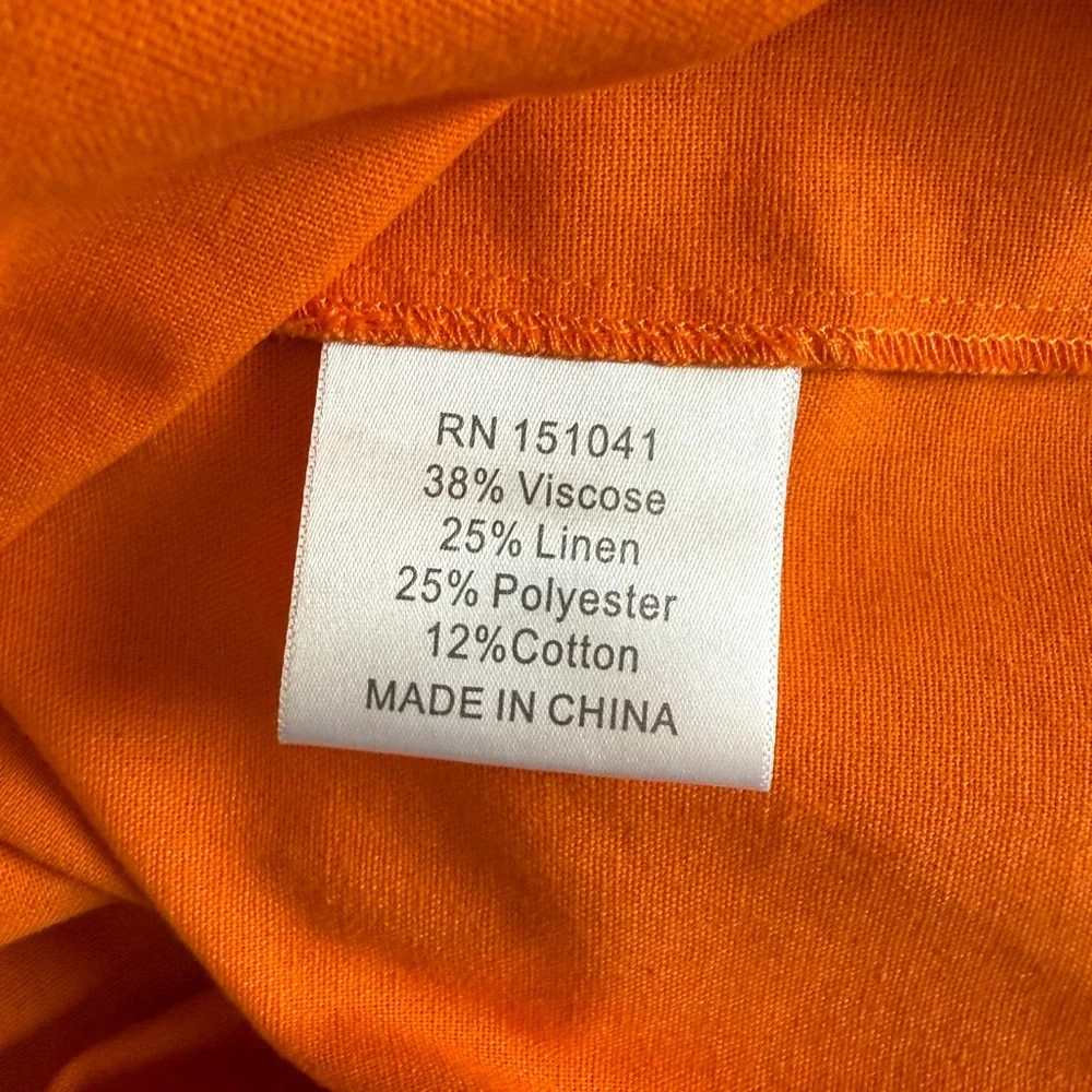 Vibrant Orange Square Neck Dress, Size M by o.p.t. - Picture 5 of 5